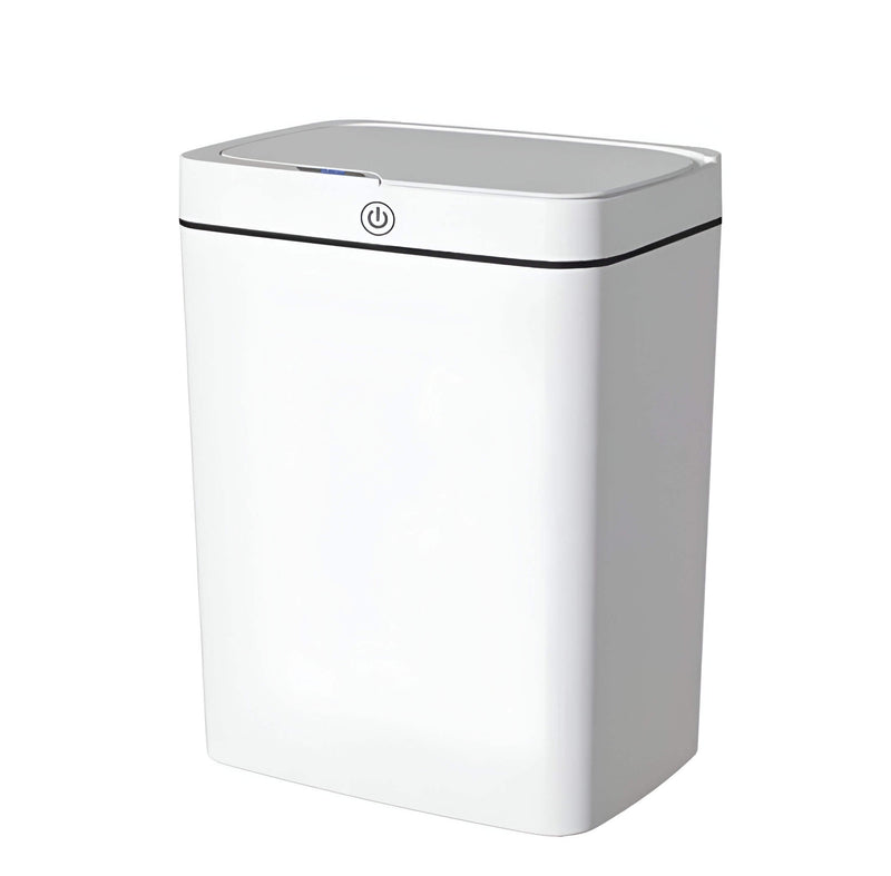 Lixeira inteligente com sensor estreito sem contato, lixeira eletrônica de 15L com ensacamento automático para banheiro inteligente, branca