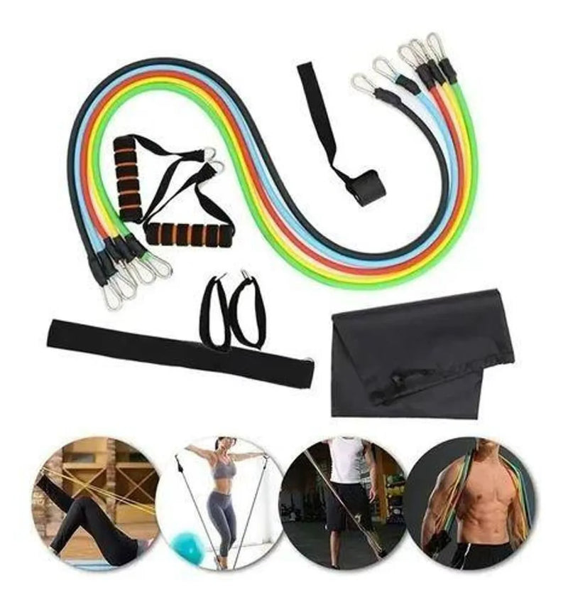 Kit 11 Elásticos Extensores Treino Funcional para Exercícios Fitness Desenvolvimento Muscular