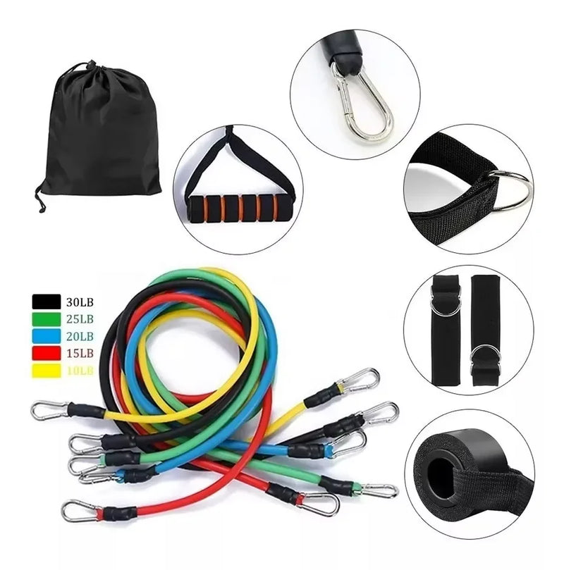 Kit 11 Elásticos Extensores Treino Funcional para Exercícios Fitness Desenvolvimento Muscular