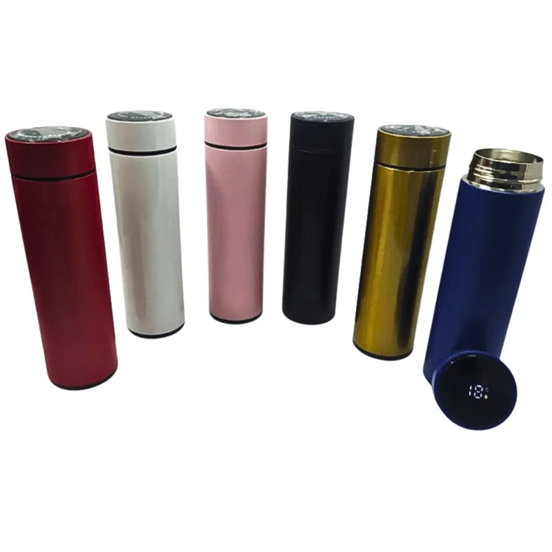 Garrafa térmica de aço inoxidável com sensor digital inteligente de temperatura para bebidas quente e fria com LED