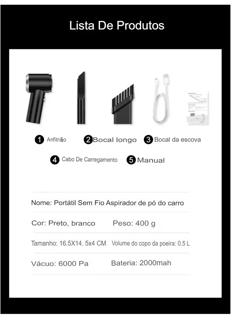 Mini aspirador de pó portátil para carros e casa, bateria recarregável USB, teclados de PCs e gabinetes, conveniente e eficiente em qualquer lugar