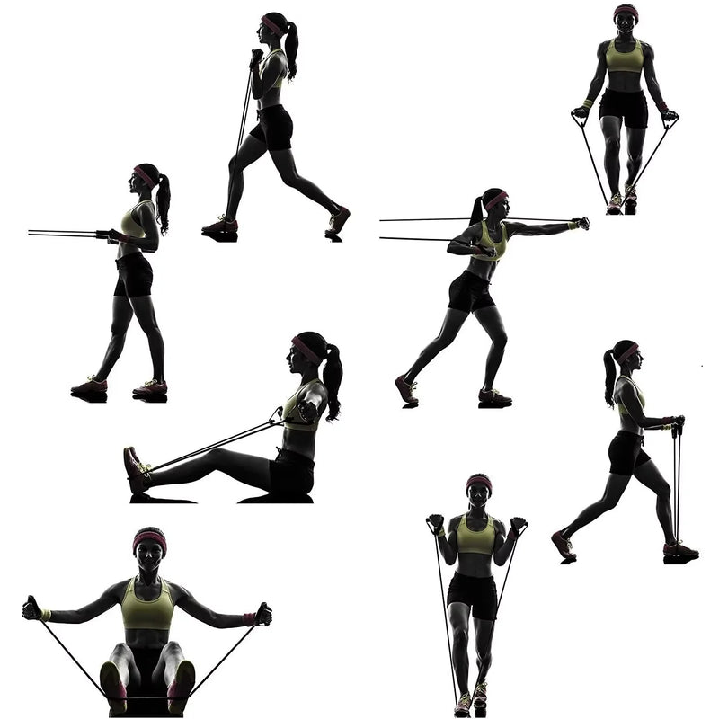 Kit 11 Elásticos Extensores Treino Funcional para Exercícios Fitness Desenvolvimento Muscular