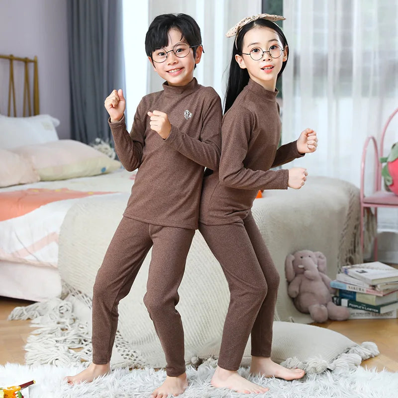 Conjunto de roupa íntima térmica para outono e inverno,  pijama para meninas e meninos