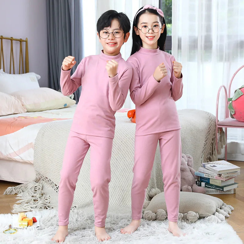 Conjunto de roupa íntima térmica para outono e inverno,  pijama para meninas e meninos