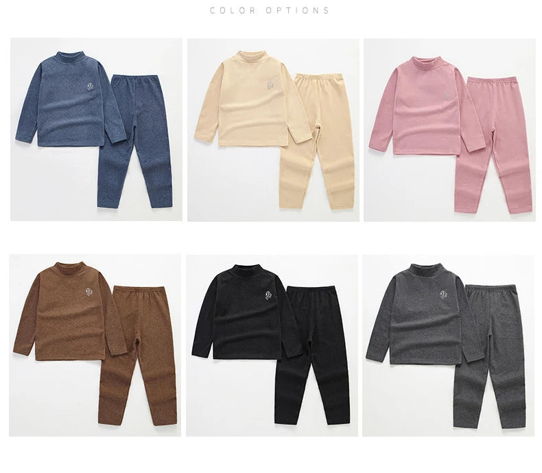 Conjunto de roupa íntima térmica para outono e inverno,  pijama para meninas e meninos