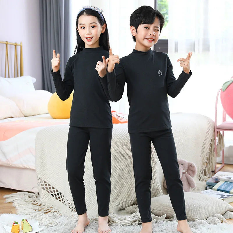 Conjunto de roupa íntima térmica para outono e inverno,  pijama para meninas e meninos