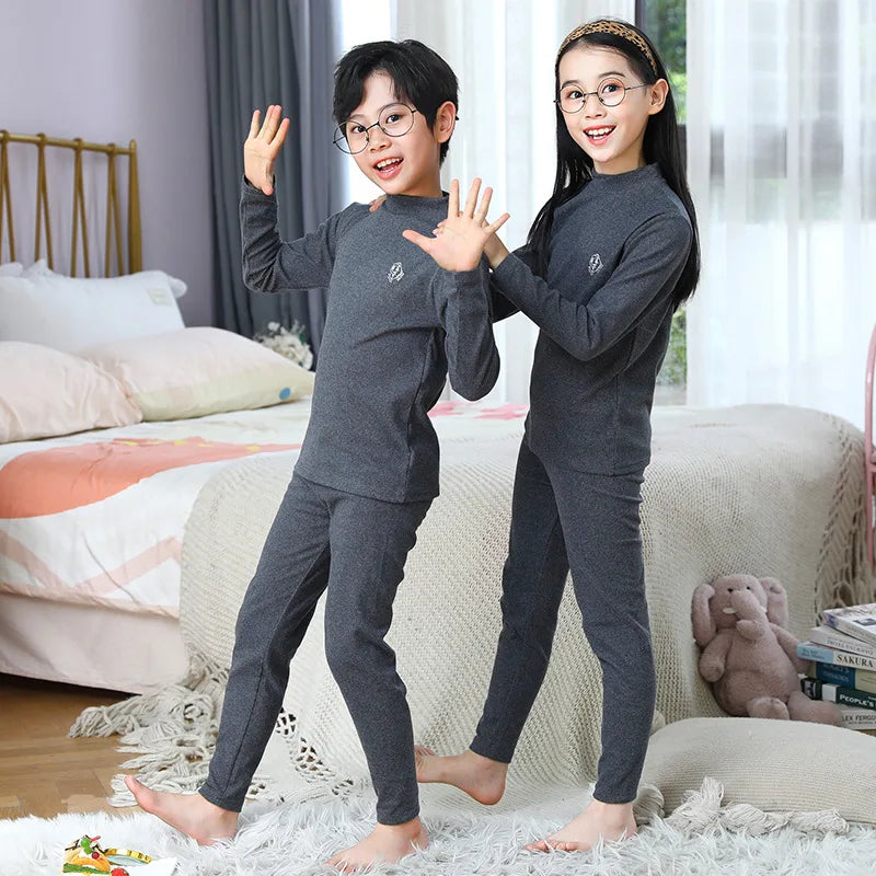Conjunto de roupa íntima térmica para outono e inverno,  pijama para meninas e meninos