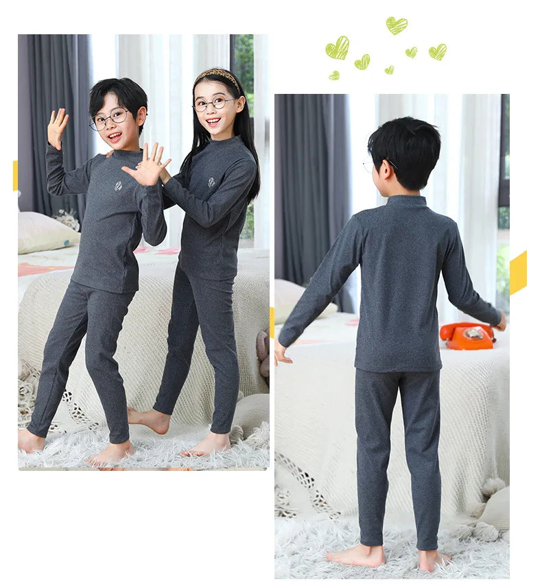 Conjunto de roupa íntima térmica para outono e inverno,  pijama para meninas e meninos