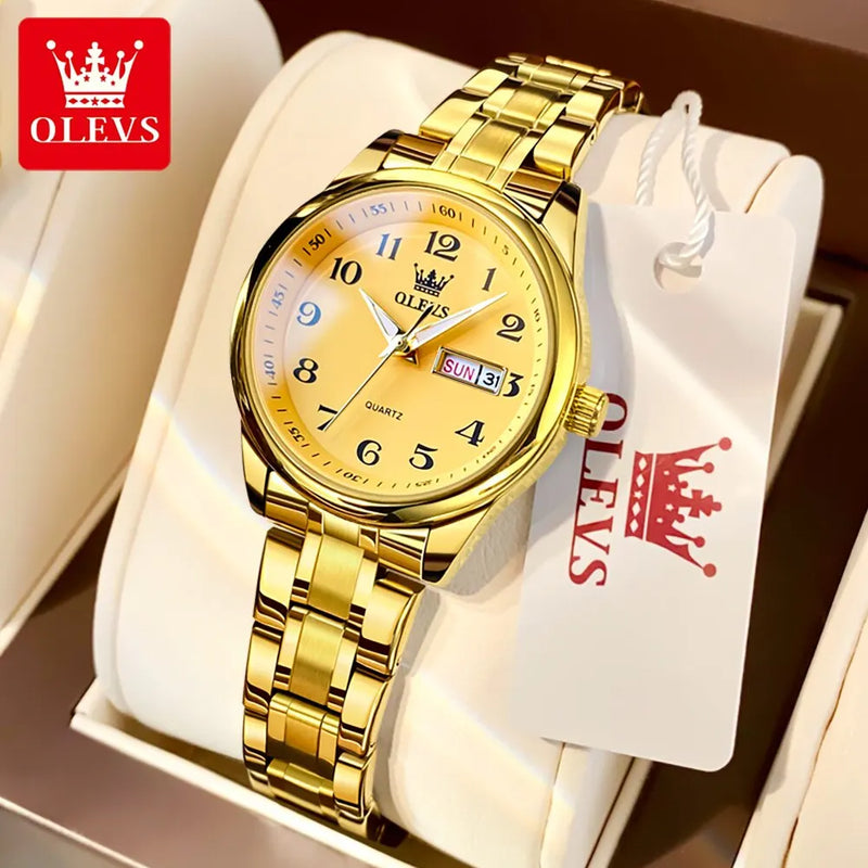 Relógio Feminino OLEVS 5567 — Luxo, Elegância e Funcionalidade impermeável com data semana e brolho noturno