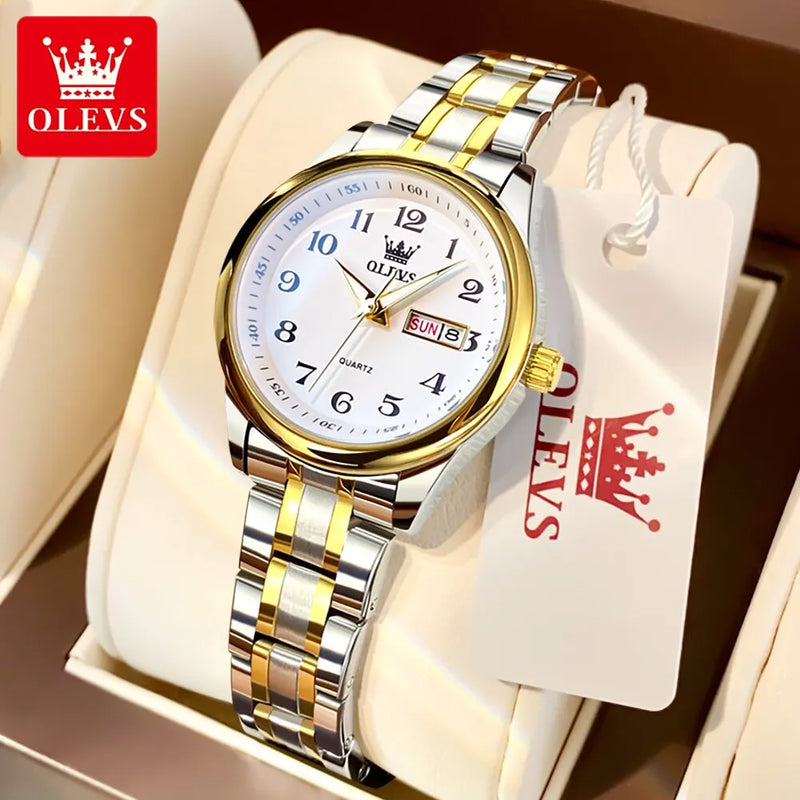 Relógio Feminino OLEVS 5567 — Luxo, Elegância e Funcionalidade impermeável com data semana e brolho noturno