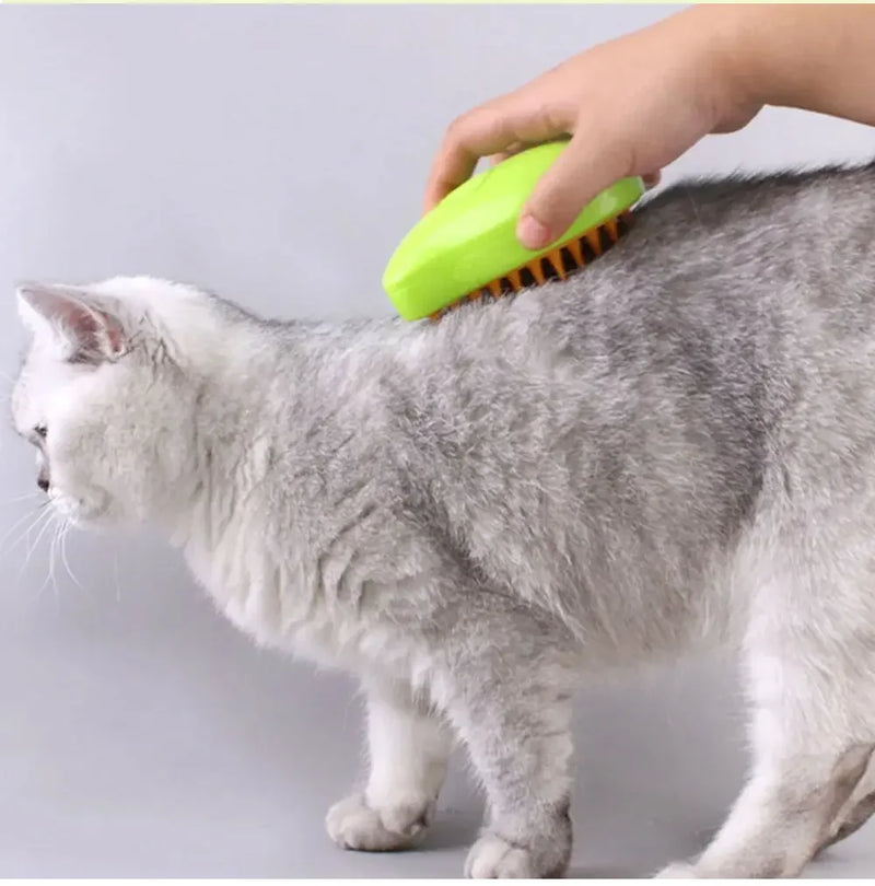 Escova elétrica para massagem e tosa de animais de estimação,  3 em 1 a vapor para gatos e cães