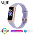 Smart watch LIGE AMOLED masculino 2025, pulseira inteligente feminina, monitor de frequência cardíaca e sangue, à prova d'água, esportiva e fitness