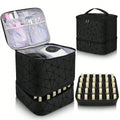 Bolsa organizadora portátil de esmalte de dupla camada para mulheres, caixa de armazenamento de óleos essenciais para viagem, multifuncional