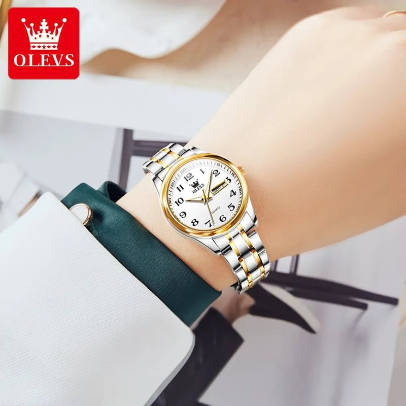 Relógio Feminino OLEVS 5567 — Luxo, Elegância e Funcionalidade impermeável com data semana e brolho noturno