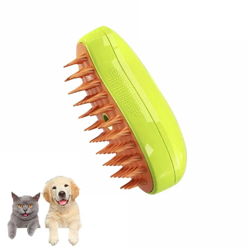 Escova elétrica para massagem e tosa de animais de estimação,  3 em 1 a vapor para gatos e cães