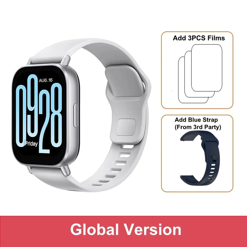Nova versão global Xiaomi Redmi Watch 5 pro Active Smartwatch com tela de 2" Bluetooth para chamadas telefônicas 140+ Modo esportivo à prova d'água