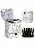 Bolsa organizadora portátil de esmalte de dupla camada para mulheres, caixa de armazenamento de óleos essenciais para viagem, multifuncional