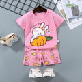 Roupas infantis da moda para meninos e meninas, conjuntos de top e shorts, 2 peças, 100% algodão, macio, verão, roupas de bebê, camiseta e shorts, terno para criança