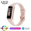 Smart watch LIGE AMOLED masculino 2025, pulseira inteligente feminina, monitor de frequência cardíaca e sangue, à prova d'água, esportiva e fitness