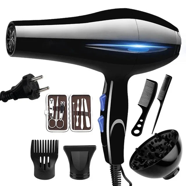 Secador de cabelo profissional 2200W,  aquecimento rápido, ajuste de quente e frio, com ar iônico com coletor de ar