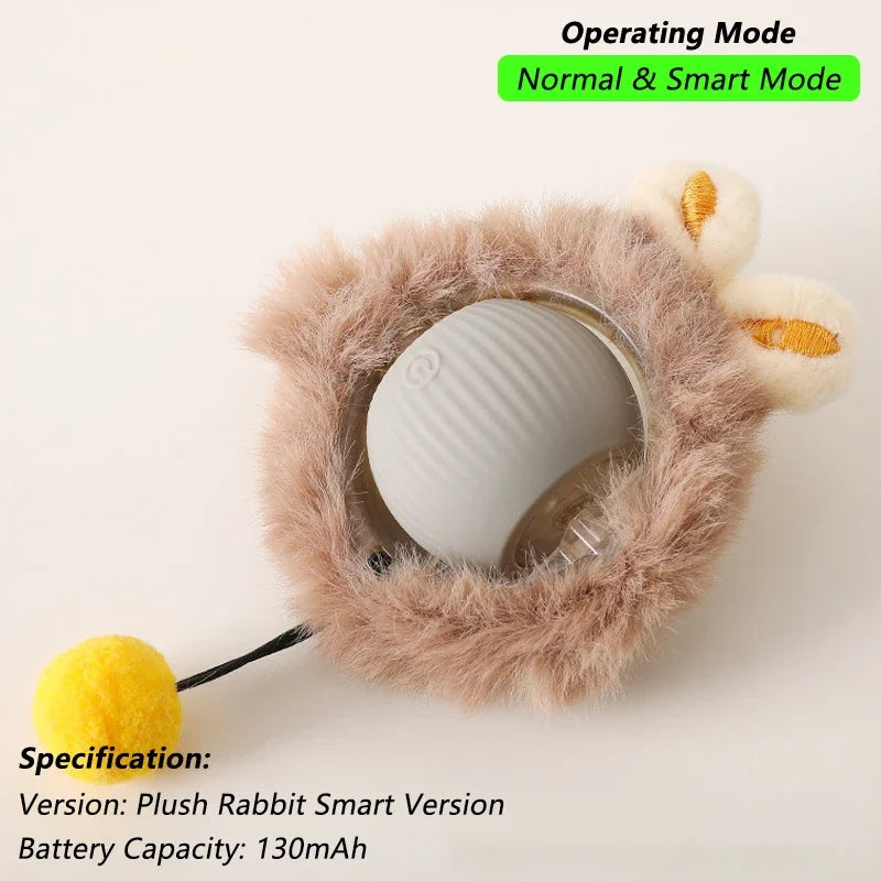 Bola de brinquedo rolante interativa para gatos automática, com cauda ,  inteligente recarregável para animais de estimação