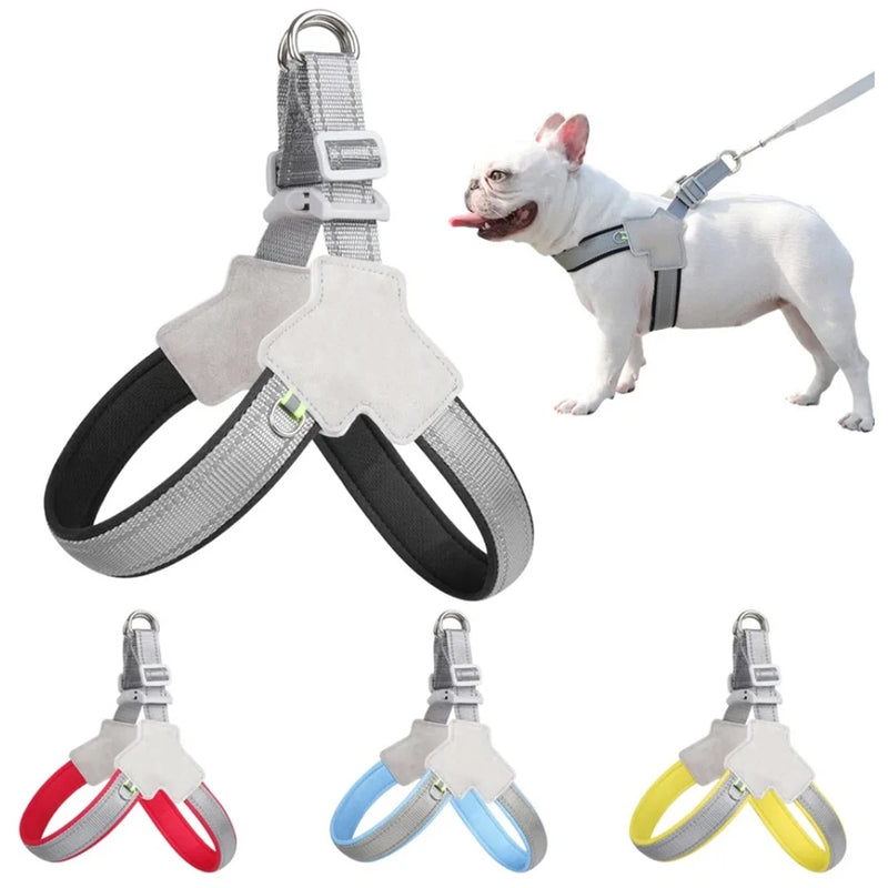 Peitoral refletivo para cães de pequeno e médio porte, colete sem puxão para gatos, filhotes, pug, chihuahua, bulldog,