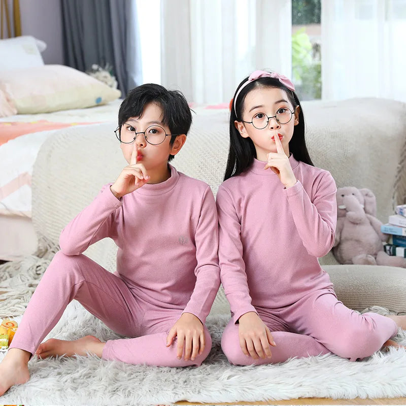 Conjunto de roupa íntima térmica para outono e inverno,  pijama para meninas e meninos