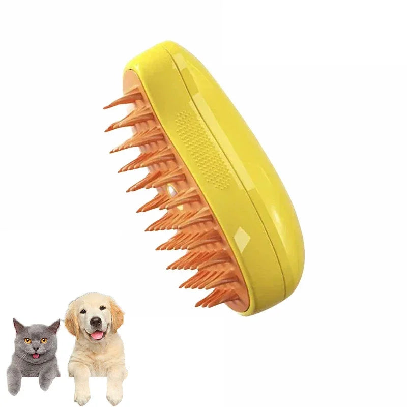 Escova elétrica para massagem e tosa de animais de estimação,  3 em 1 a vapor para gatos e cães