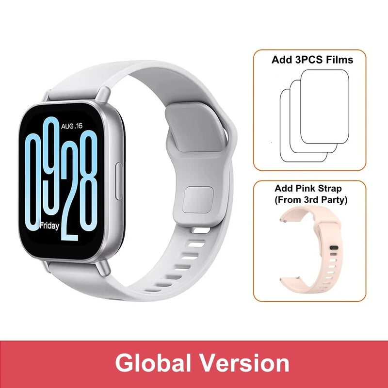 Nova versão global Xiaomi Redmi Watch 5 pro Active Smartwatch com tela de 2" Bluetooth para chamadas telefônicas 140+ Modo esportivo à prova d'água