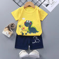 Roupas infantis da moda para meninos e meninas, conjuntos de top e shorts, 2 peças, 100% algodão, macio, verão, roupas de bebê, camiseta e shorts, terno para criança