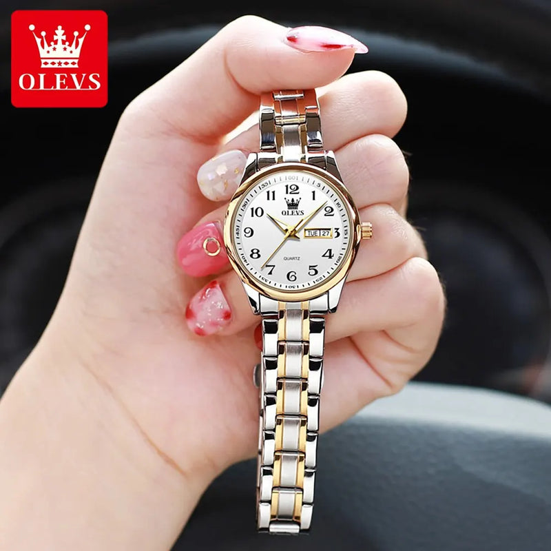 Relógio Feminino OLEVS 5567 — Luxo, Elegância e Funcionalidade impermeável com data semana e brolho noturno
