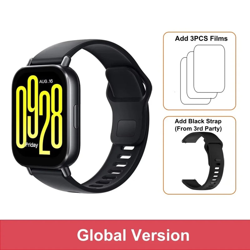 Nova versão global Xiaomi Redmi Watch 5 pro Active Smartwatch com tela de 2" Bluetooth para chamadas telefônicas 140+ Modo esportivo à prova d'água