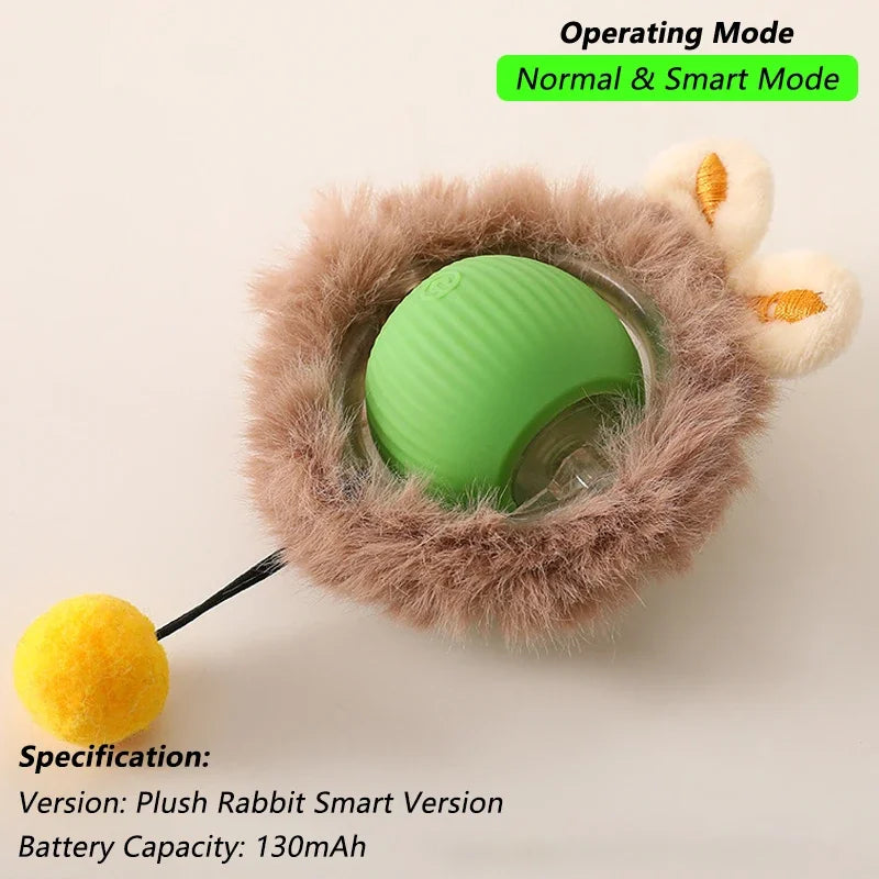 Bola de brinquedo rolante interativa para gatos automática, com cauda ,  inteligente recarregável para animais de estimação