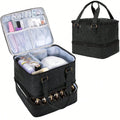 Bolsa organizadora portátil de esmalte de dupla camada para mulheres, caixa de armazenamento de óleos essenciais para viagem, multifuncional