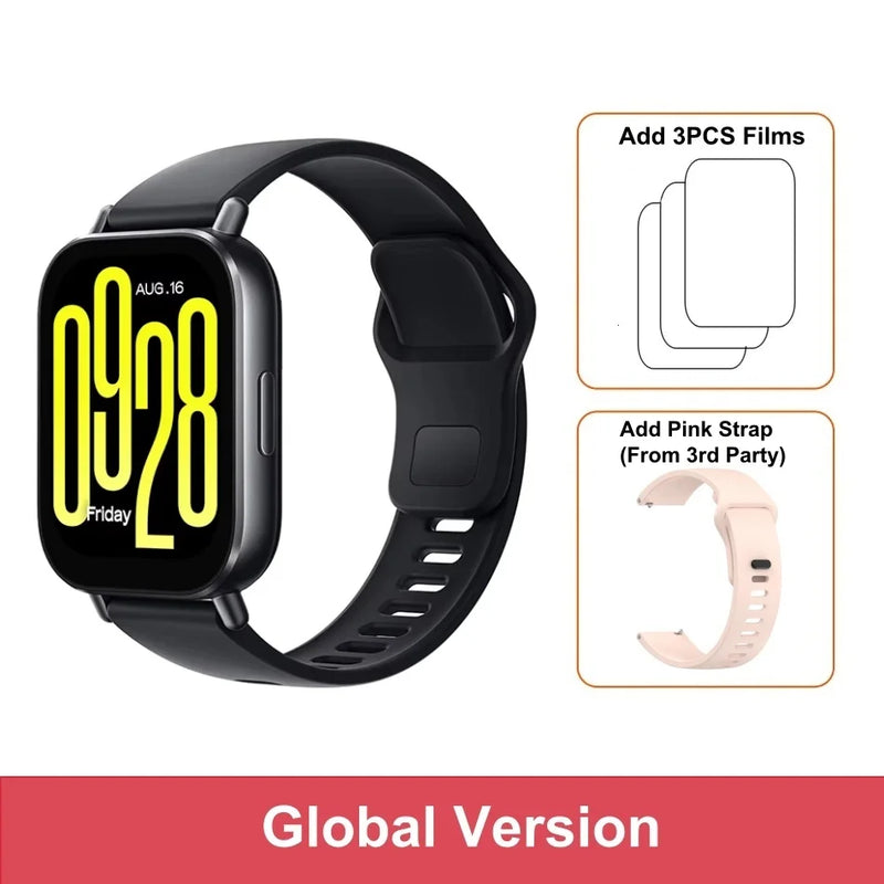Nova versão global Xiaomi Redmi Watch 5 pro Active Smartwatch com tela de 2" Bluetooth para chamadas telefônicas 140+ Modo esportivo à prova d'água