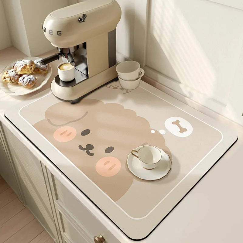 Tapete de drenagem absorvente super antiderrapante para cozinha, tapete de drenagem super absorvente para pratos de café, tapete de drenagem de banheiro de secagem rápida