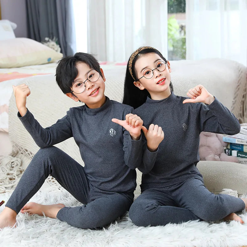 Conjunto de roupa íntima térmica para outono e inverno,  pijama para meninas e meninos