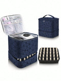 Bolsa organizadora portátil de esmalte de dupla camada para mulheres, caixa de armazenamento de óleos essenciais para viagem, multifuncional