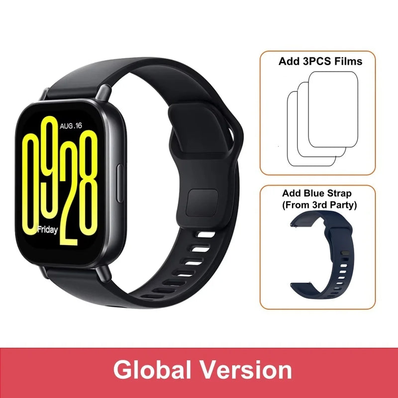 Nova versão global Xiaomi Redmi Watch 5 pro Active Smartwatch com tela de 2" Bluetooth para chamadas telefônicas 140+ Modo esportivo à prova d'água