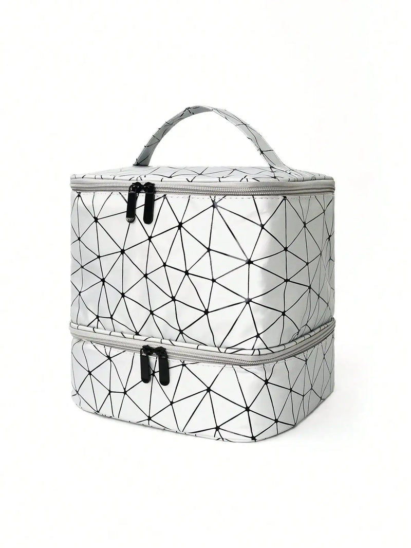 Bolsa organizadora portátil de esmalte de dupla camada para mulheres, caixa de armazenamento de óleos essenciais para viagem, multifuncional