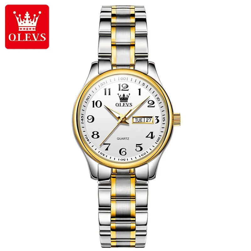 Relógio Feminino OLEVS 5567 — Luxo, Elegância e Funcionalidade impermeável com data semana e brolho noturno