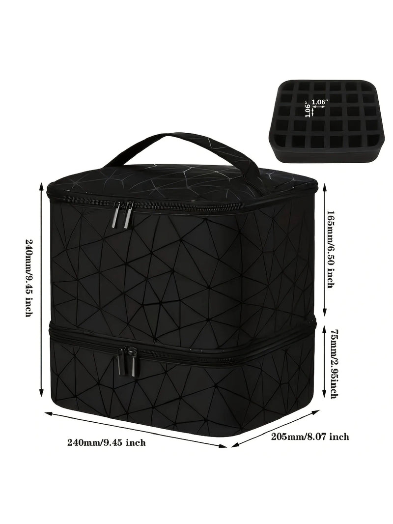 Bolsa organizadora portátil de esmalte de dupla camada para mulheres, caixa de armazenamento de óleos essenciais para viagem, multifuncional