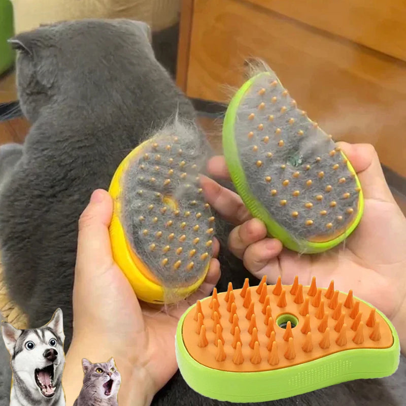 Escova elétrica para massagem e tosa de animais de estimação,  3 em 1 a vapor para gatos e cães