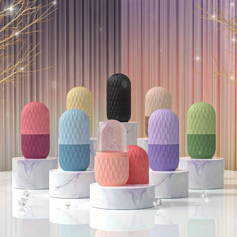 Rolo de gelo para rosto, molde de silicone reutilizável para massagem facial, olhos, beleza facial, ferramentas para cuidados com a pele, aplique gelo para fechar os poros