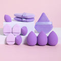 Conjunto de 12 esponjas de maquiagem multiuso, composto por 3 esponjas de pó soltas, 3 mini esponjas de ar, 3 ovos de beleza e 3 mini esponjas de beleza