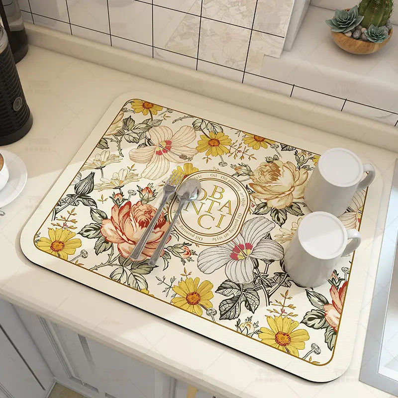 Tapete de drenagem absorvente super antiderrapante para cozinha, tapete de drenagem super absorvente para pratos de café, tapete de drenagem de banheiro de secagem rápida
