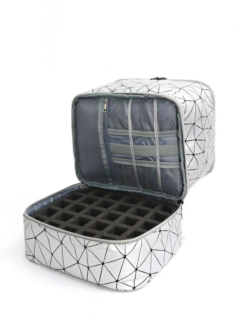 Bolsa organizadora portátil de esmalte de dupla camada para mulheres, caixa de armazenamento de óleos essenciais para viagem, multifuncional