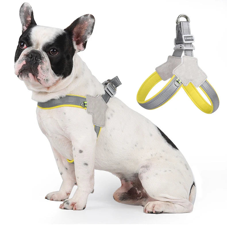 Peitoral refletivo para cães de pequeno e médio porte, colete sem puxão para gatos, filhotes, pug, chihuahua, bulldog,