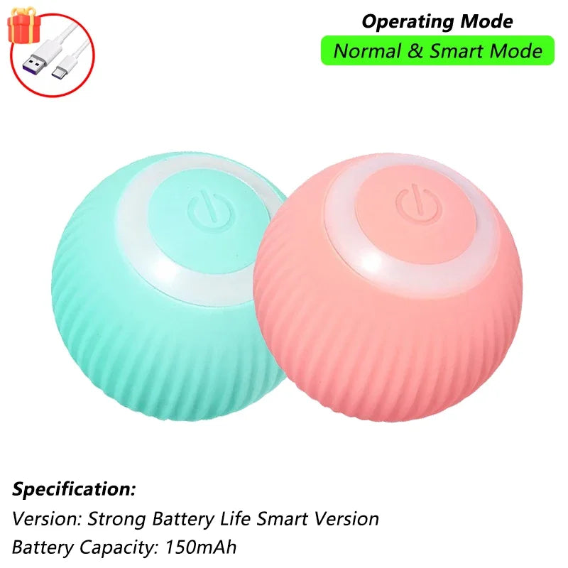 Bola de brinquedo rolante interativa para gatos automática, com cauda ,  inteligente recarregável para animais de estimação