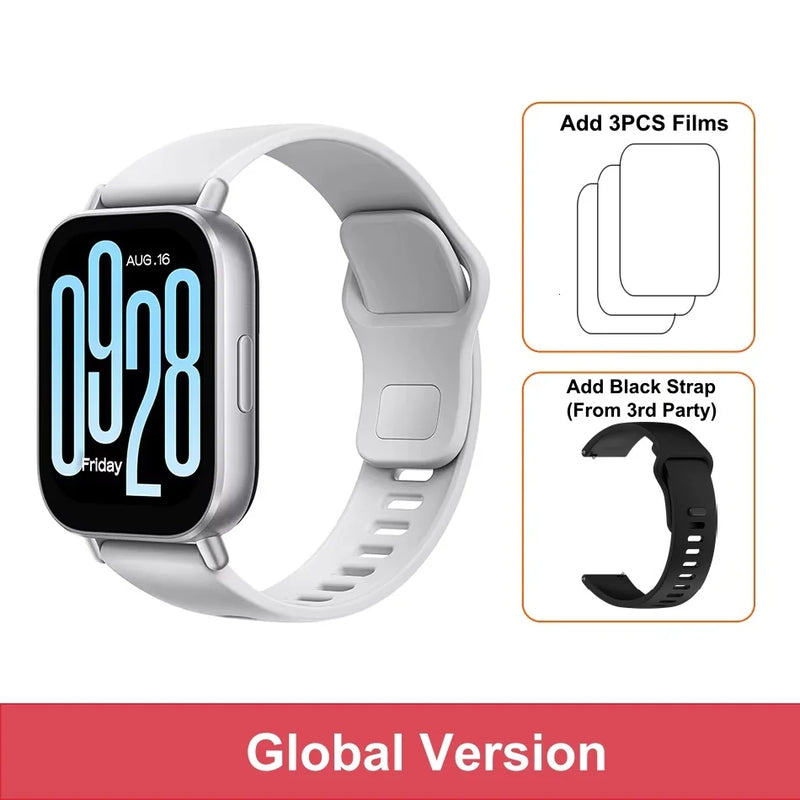 Nova versão global Xiaomi Redmi Watch 5 pro Active Smartwatch com tela de 2" Bluetooth para chamadas telefônicas 140+ Modo esportivo à prova d'água